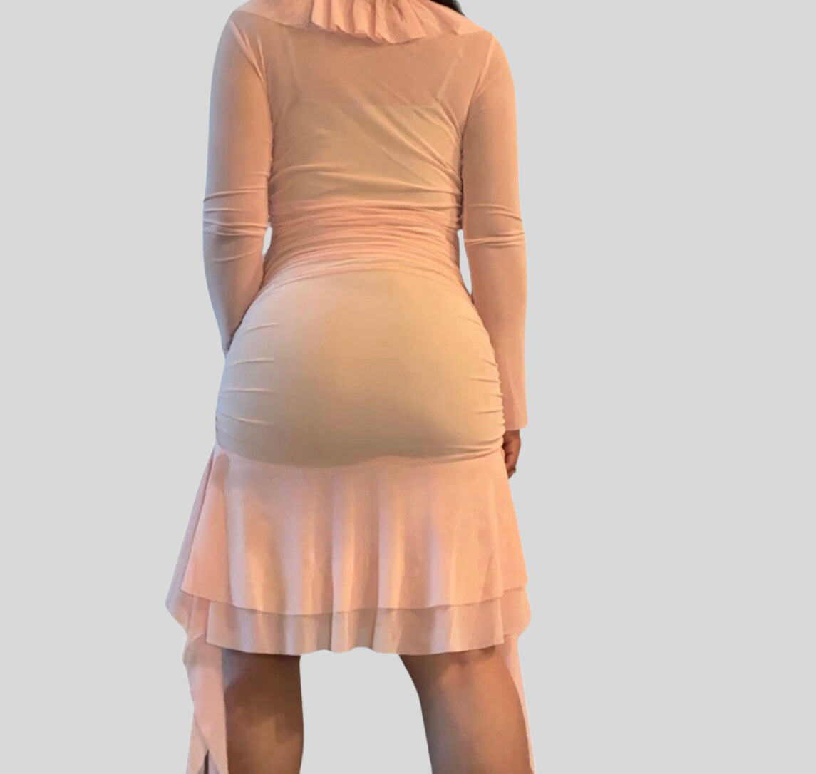 Pink Ruffled Ribbon Dress