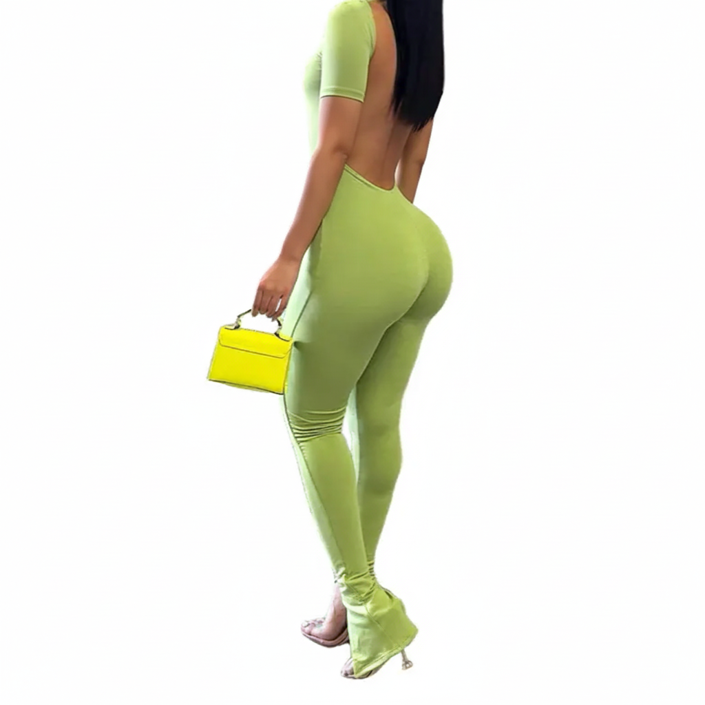 Martha Green Jumpsuit Short Sleeves