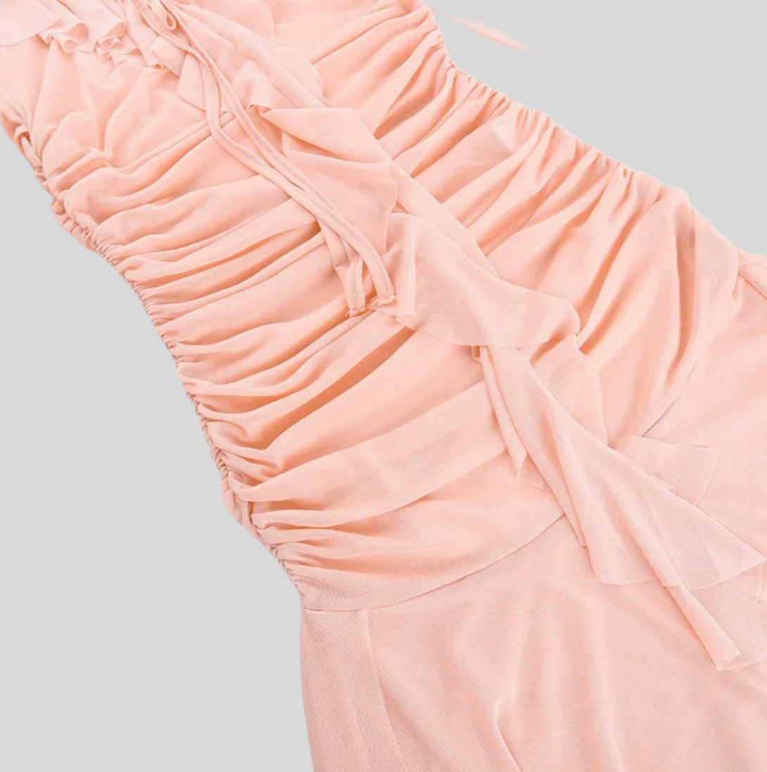 Pink Ruffled Ribbon Dress