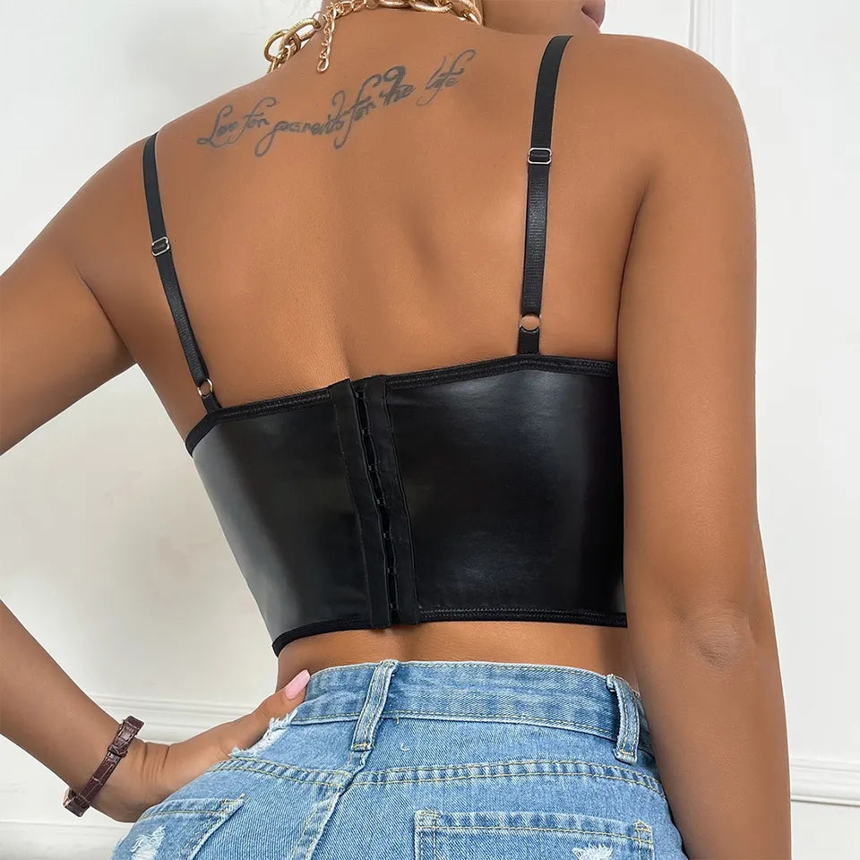 Janet Black Corset Leather Top