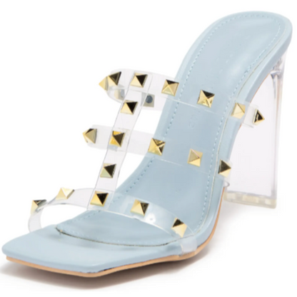 Gold Spike Blue Heels Collection