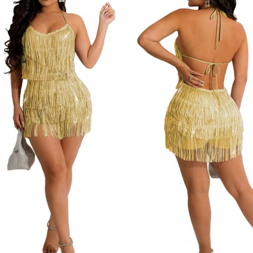 Western Fringe Red Dress