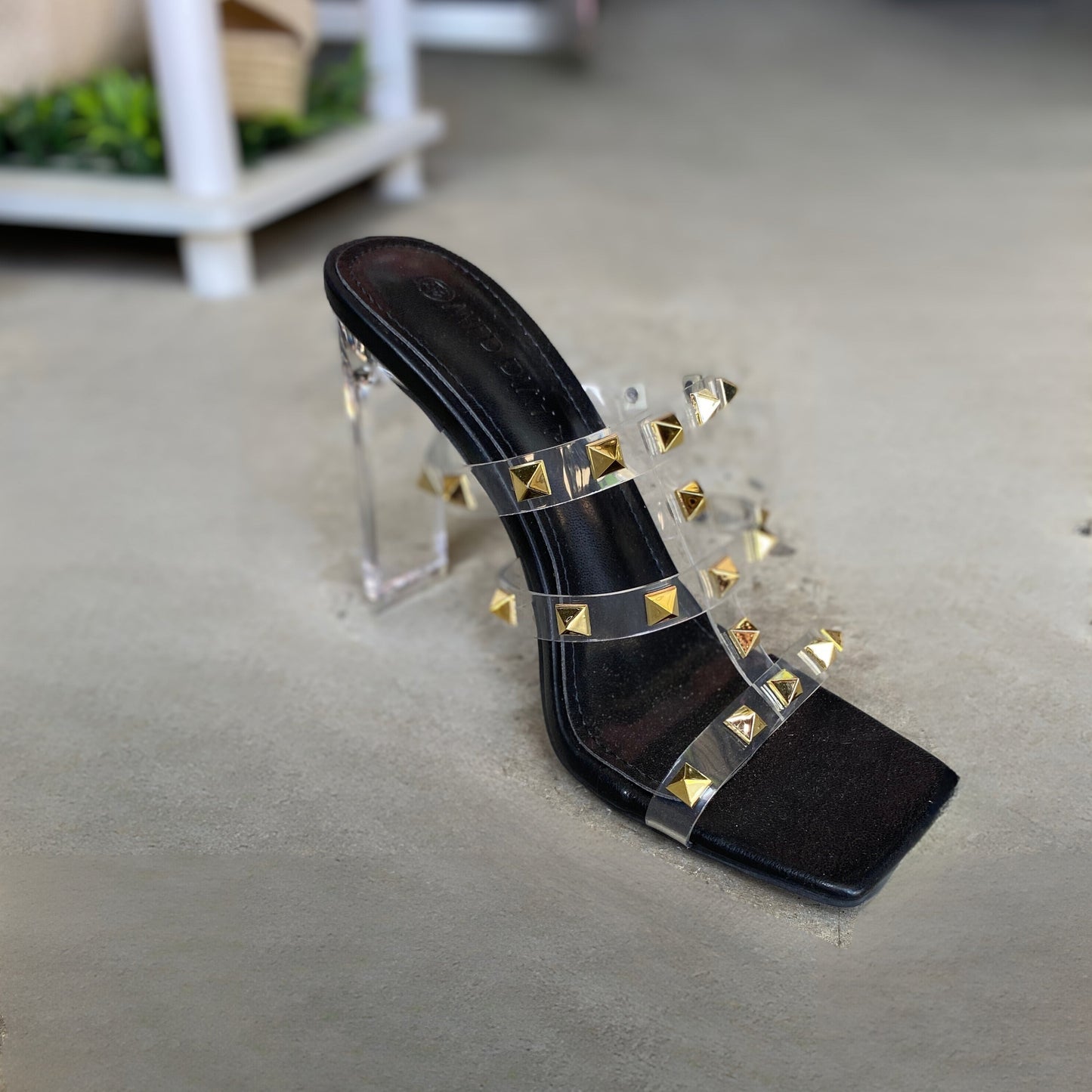 Gold Spike Black Heels Collection