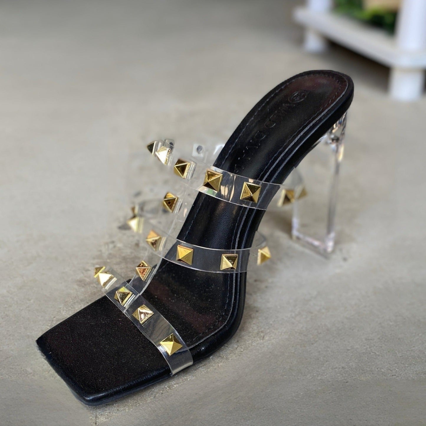 Gold Spike Black Heels Collection