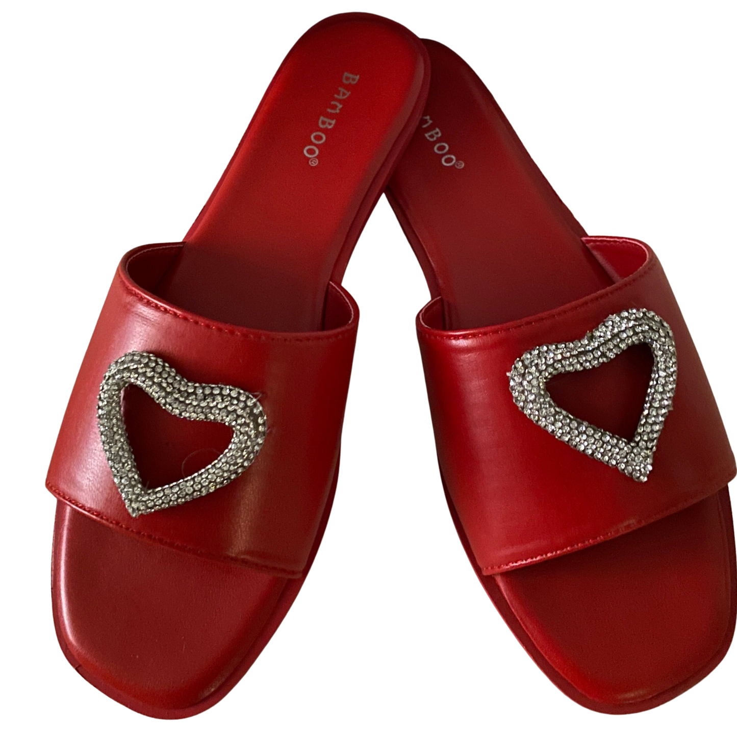 LOVE Colección de sandalias rojas con diamantes de imitación