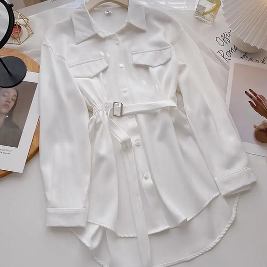 Button-Up White Long Sleeve Shirt